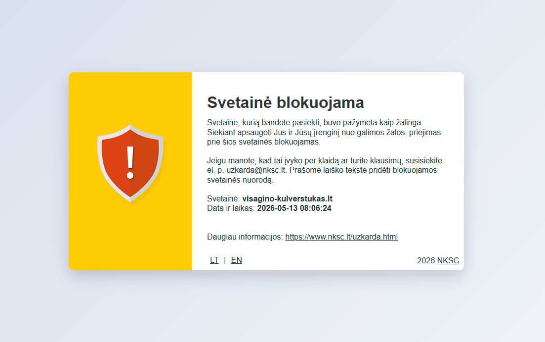 Greita reakcija padėjo sustabdyti suklastostos interneto svetainės veiklą Visagine